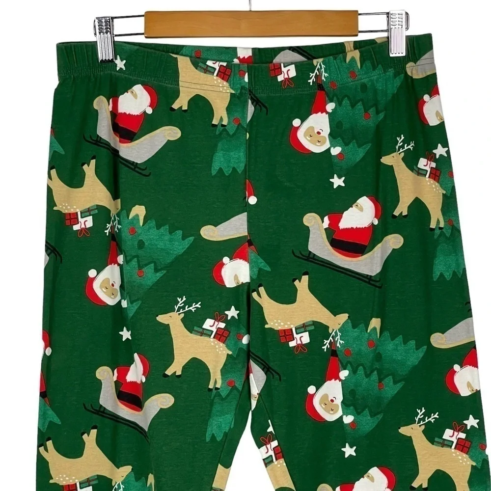 CARTER'S ADULT SANTA REINDEER HOLIDAY RED GREEN COTTON MATCHING PAJAMA PJ SET